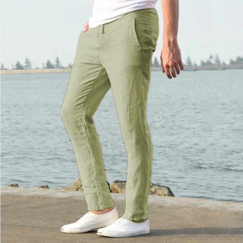 Men's Cotton Linen Pants Joggers Sweatpants Streetwear - RYVER