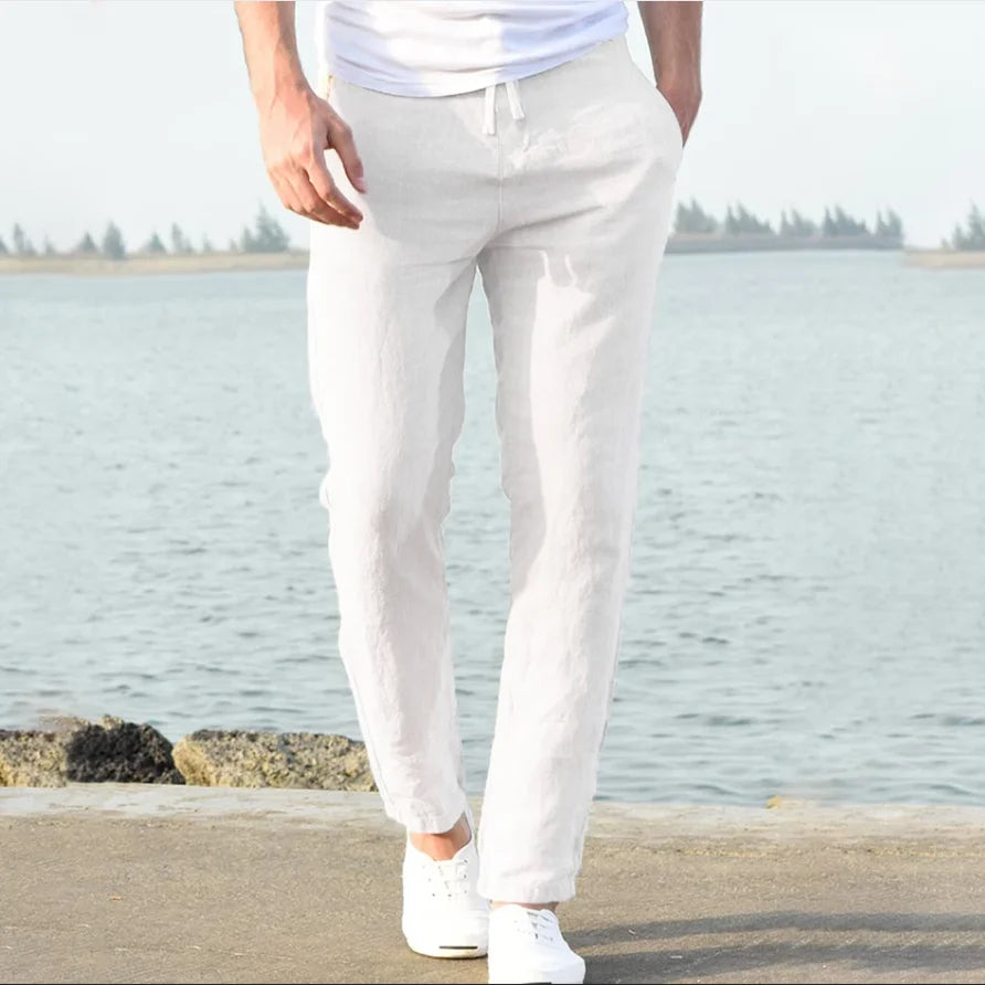 Men's Cotton Linen Pants Joggers Sweatpants Streetwear - RYVER