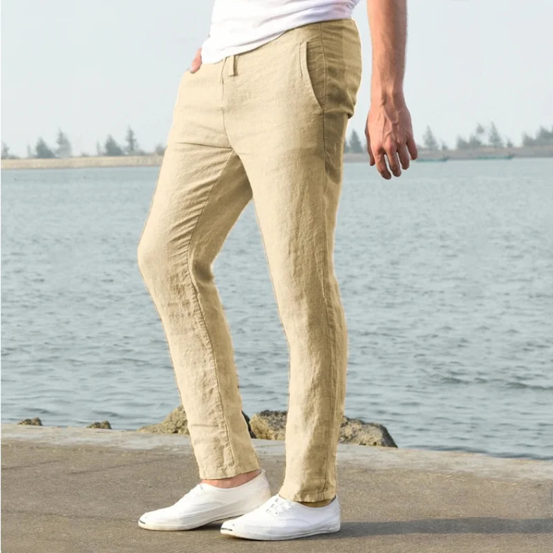 Men's Cotton Linen Pants Joggers Sweatpants Streetwear - RYVER