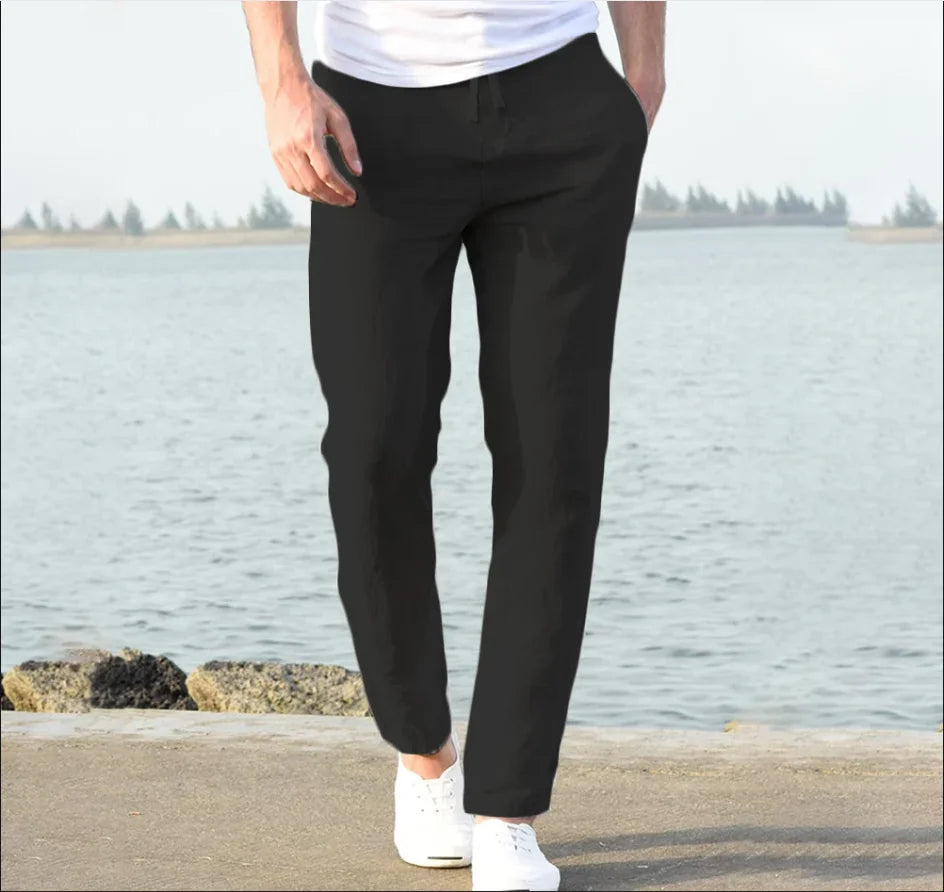 Men's Cotton Linen Pants Joggers Sweatpants Streetwear - RYVER